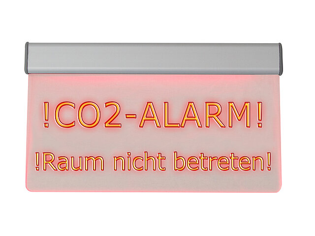 LED-Leuchttransparent „CO2-Alarm! Raum nicht betreten!“