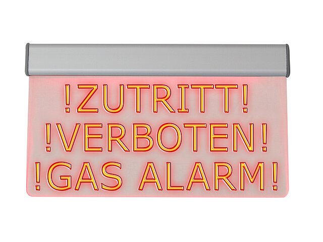 LED-Leuchttransparent „Zutritt verboten! Gasalarm“