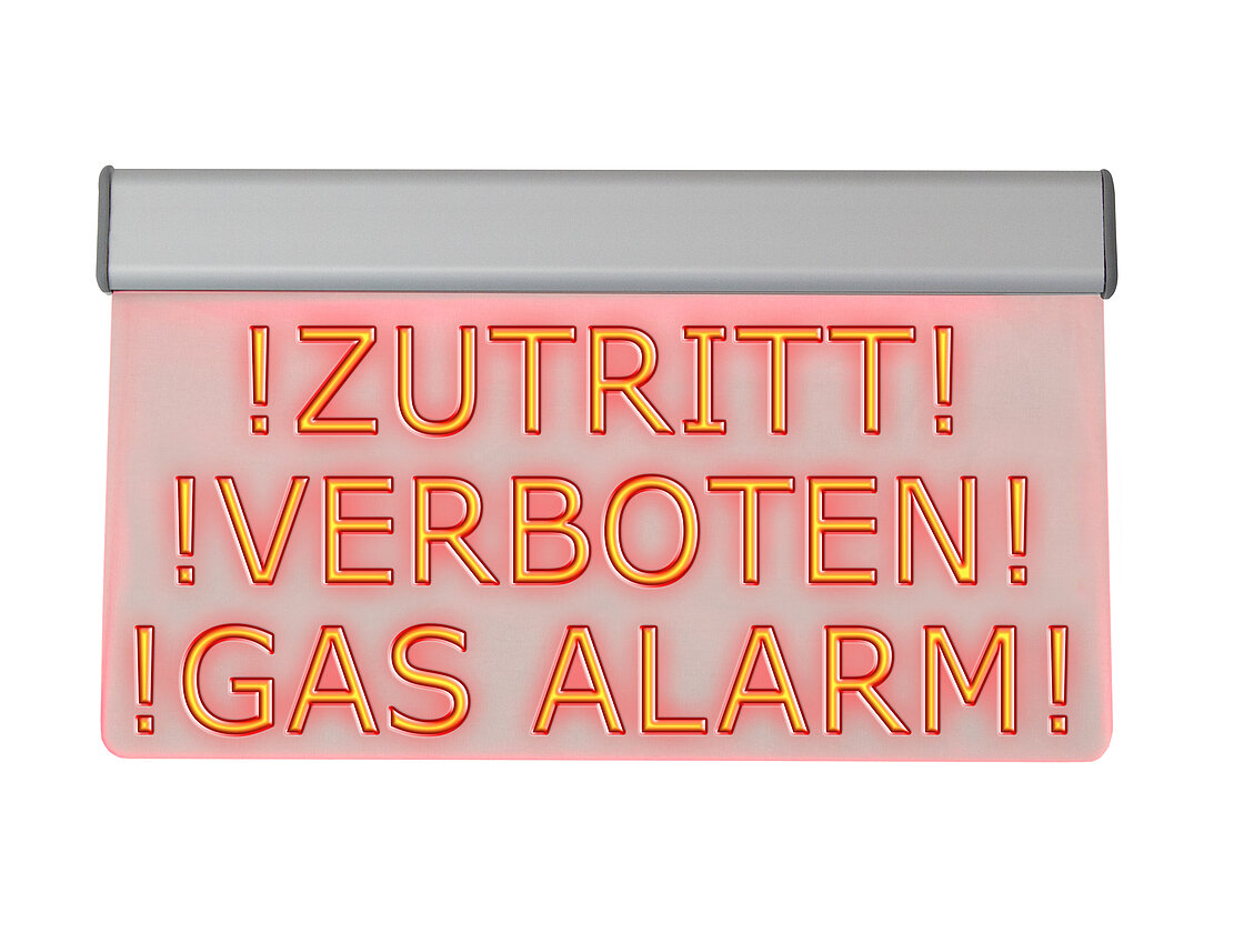 LED-Leuchttransparent „Zutritt verboten! Gasalarm“