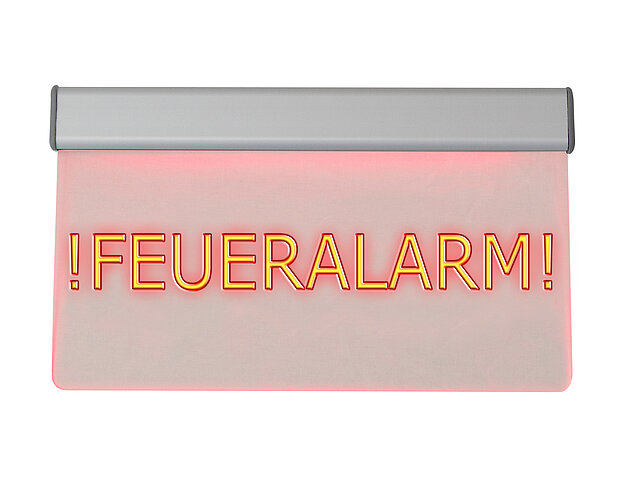 LED-Leuchttransparent „Feueralarm!“