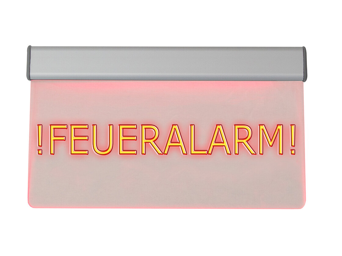 LED-Leuchttransparent „Feueralarm!“